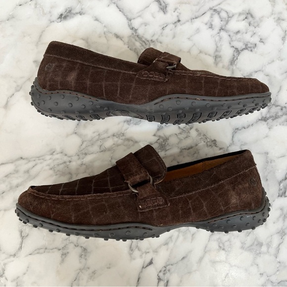 Born croc Embossed brown suede loafers unisex men’s size 9.5 women’s size 10.5 - Picture 5 of 12